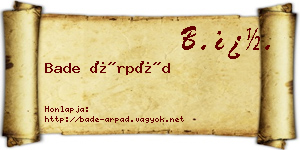 Bade Árpád névjegykártya